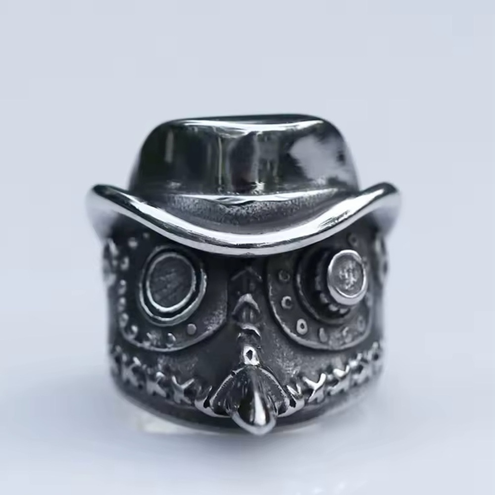 “Medico Della Peste” Plague Doctor Bird Beak Masquerade Steampunk Gas Mask Ring - Picture 5 of 7